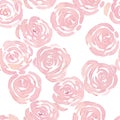 Hand drawn pink watercolor roses and cute little flowers seamless pattern. vector illustration. Royalty Free Stock Photo